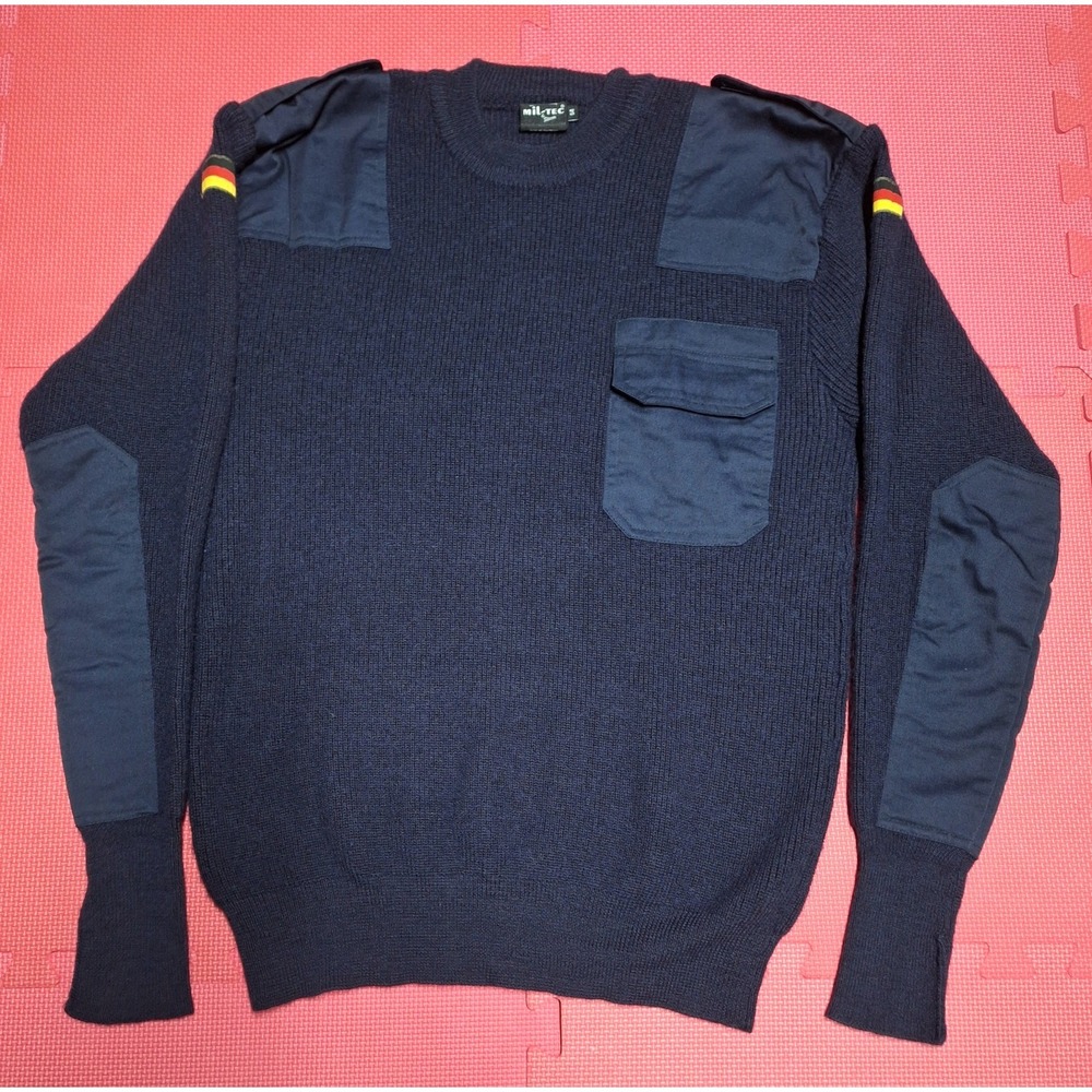 Mil-Tec Wool Sweater German Military Navy Jumper Tactical Knit Pullover Large 54